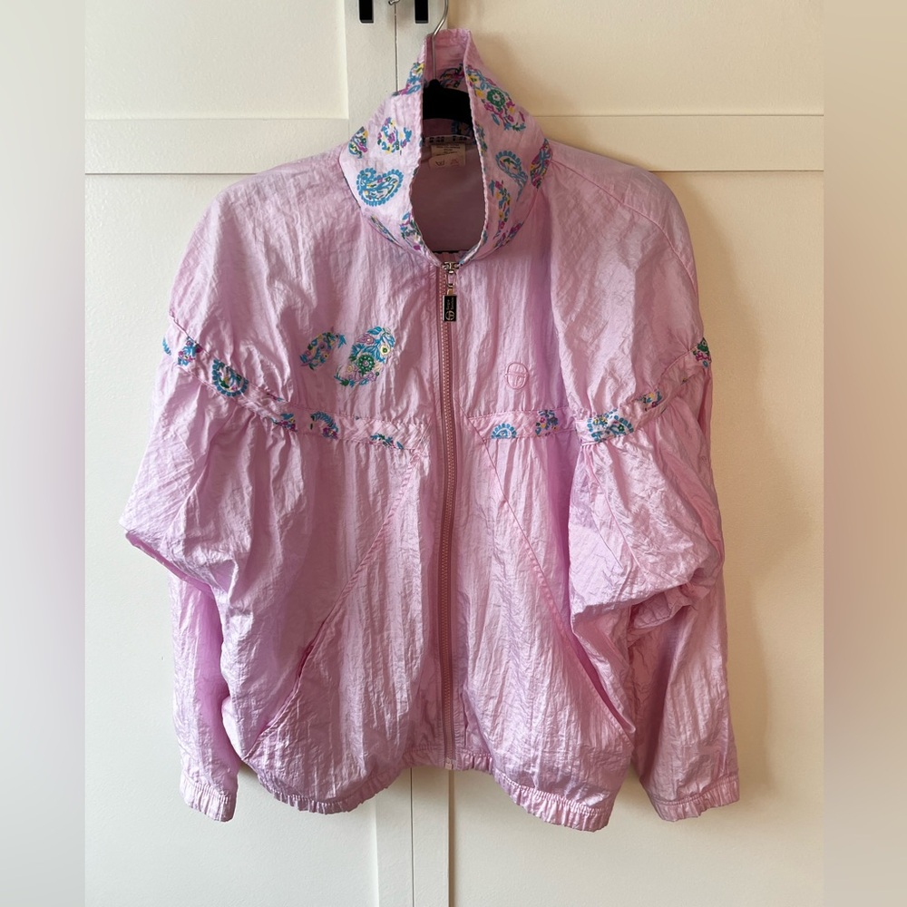 Sergio Tacchini Vintage Old School Women’s Windbreaker Paisley Jacket Size 14